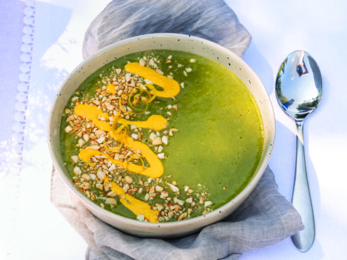 Green Goddess Soup with Cashew-Turmeric Drizzle